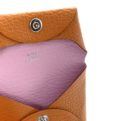 Hermes Chevre Mysore Bastia Verso Coin Purse Caramel Mauve Sylvestre 6 of 7