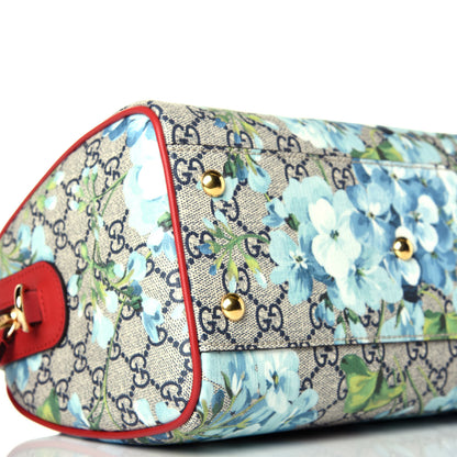 Gucci GG Supreme Monogram Blooms Small Boston Beige Blue Navy Hibiscus Red 9 of 10