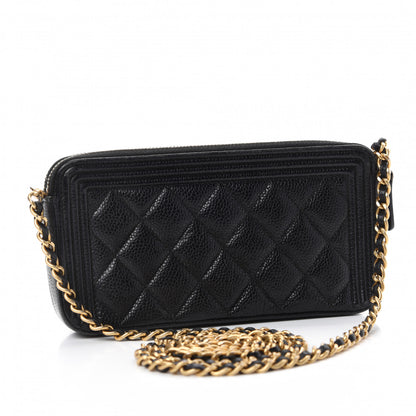 Chanel Caviar Quilted Small Boy Clutch With Chain Black 3 of 17