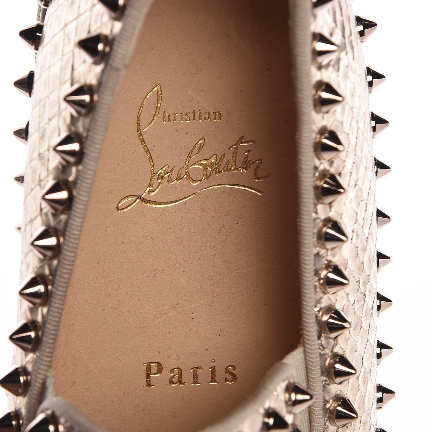 Metallic Snakeskin Embossed Pik Boat Flat 36 Colombe