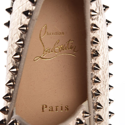 Christian Louboutin Metallic Snakeskin Embossed Pik Boat Flat 36 Colombe 8 of 8