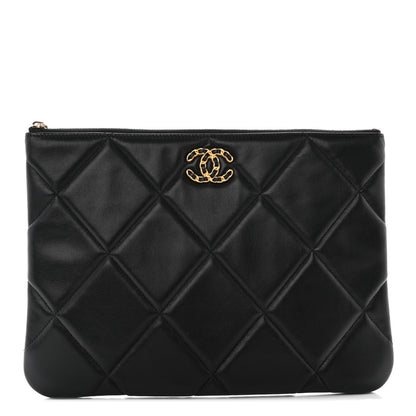 Chanel Goatskin Quilted Large Chanel 19 Pouch Black 1 of 11