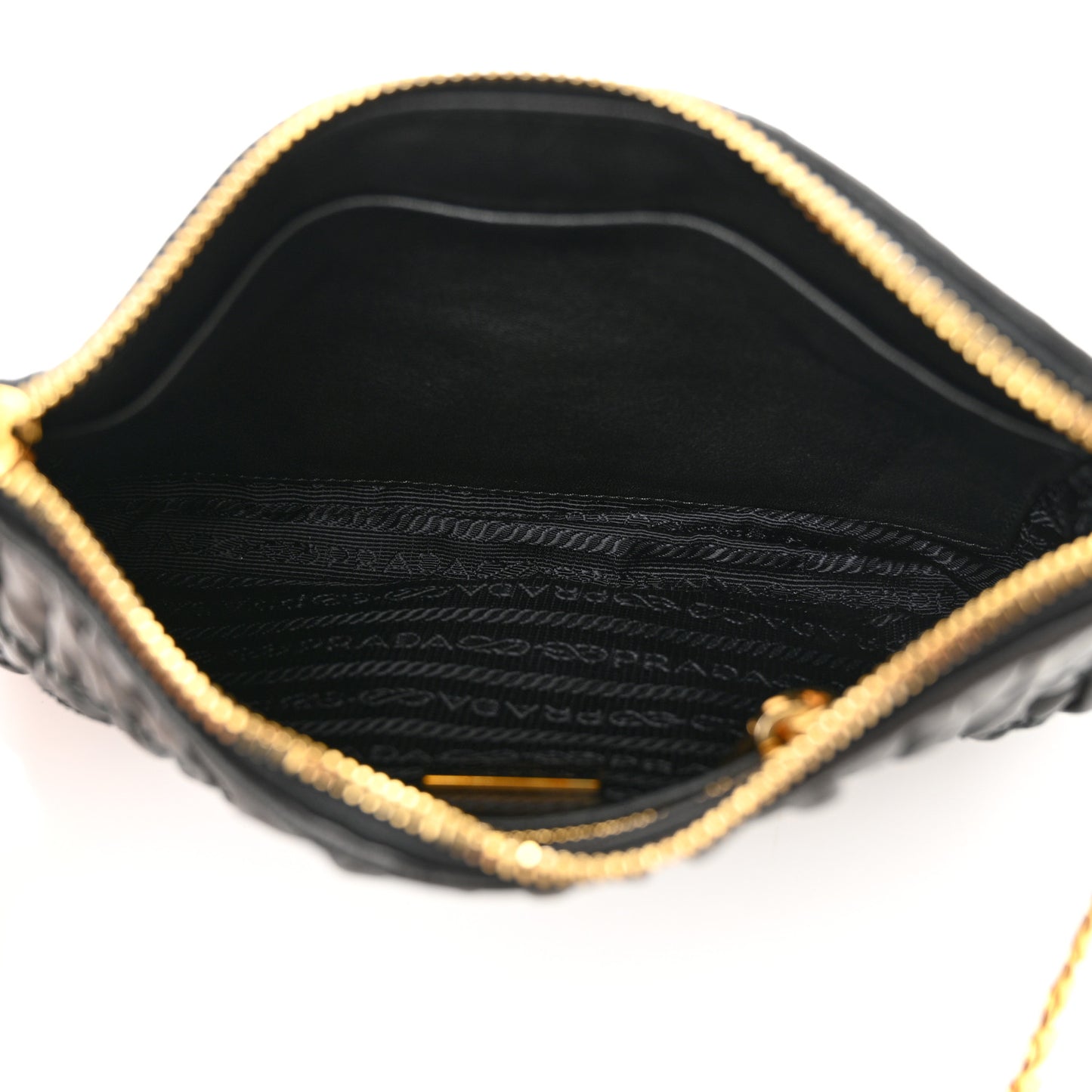 Nappa Gaufre Chain Shoulder Bag Black