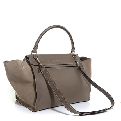 Celine Calfskin Suede Medium Trapeze Souris 3 of 9