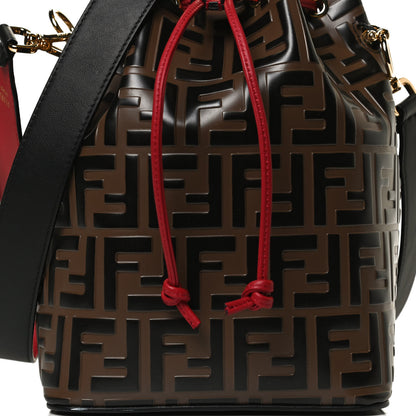 Fendi Vitello Grace F is Fendi Bi-Color FF 1974 Embossed Grande Mon Tresor Bucket Bag Maya Black Fragola 8 of 10