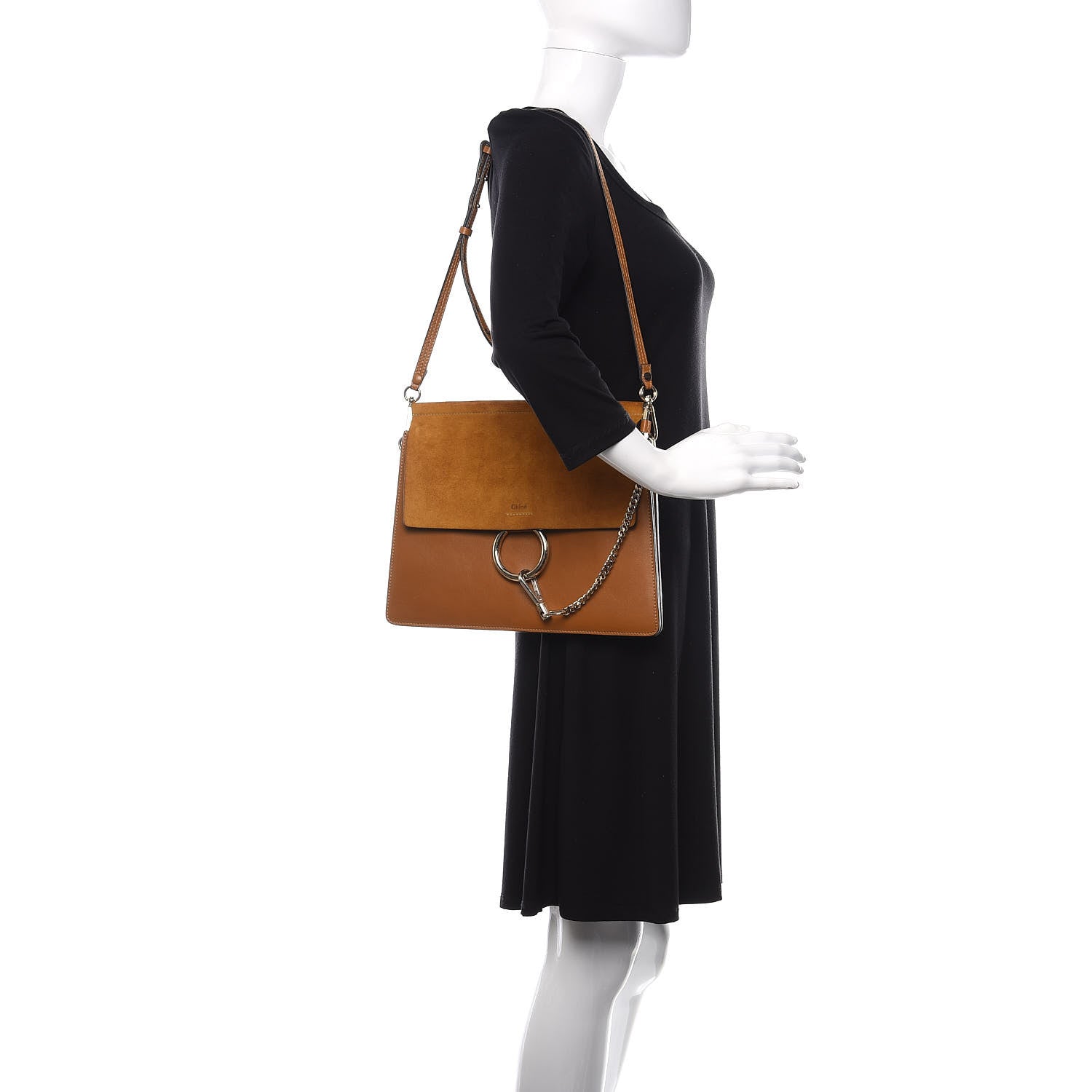 Chloe Suede Calfskin Medium Faye Shoulder Bag Mustard Brown 2 of 12