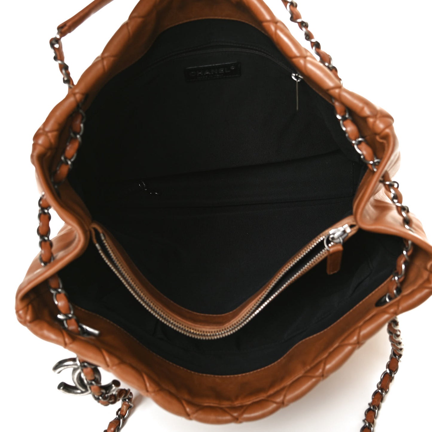 Lambskin Quilted Medium New Bubble North South Tote Brown