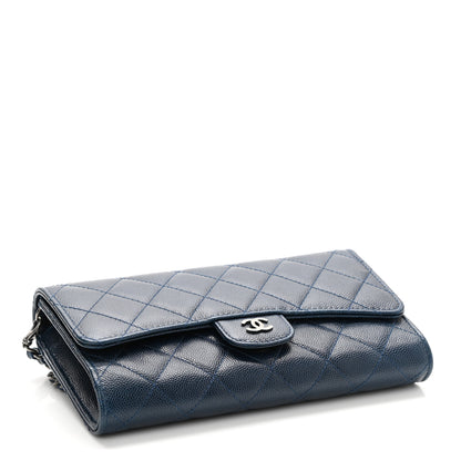 Chanel Caviar Quilted Wallet on Removable Chain Navy 4 of 11