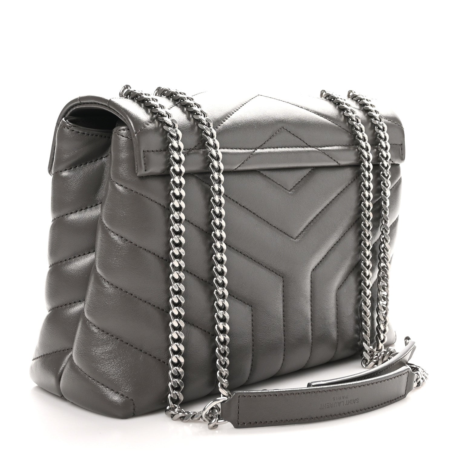 Saint Laurent Calfskin Y Quilted Monogram Small Loulou Chain Satchel Earth 4 of 11