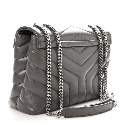 Saint Laurent Calfskin Y Quilted Monogram Small Loulou Chain Satchel Earth 4 of 11