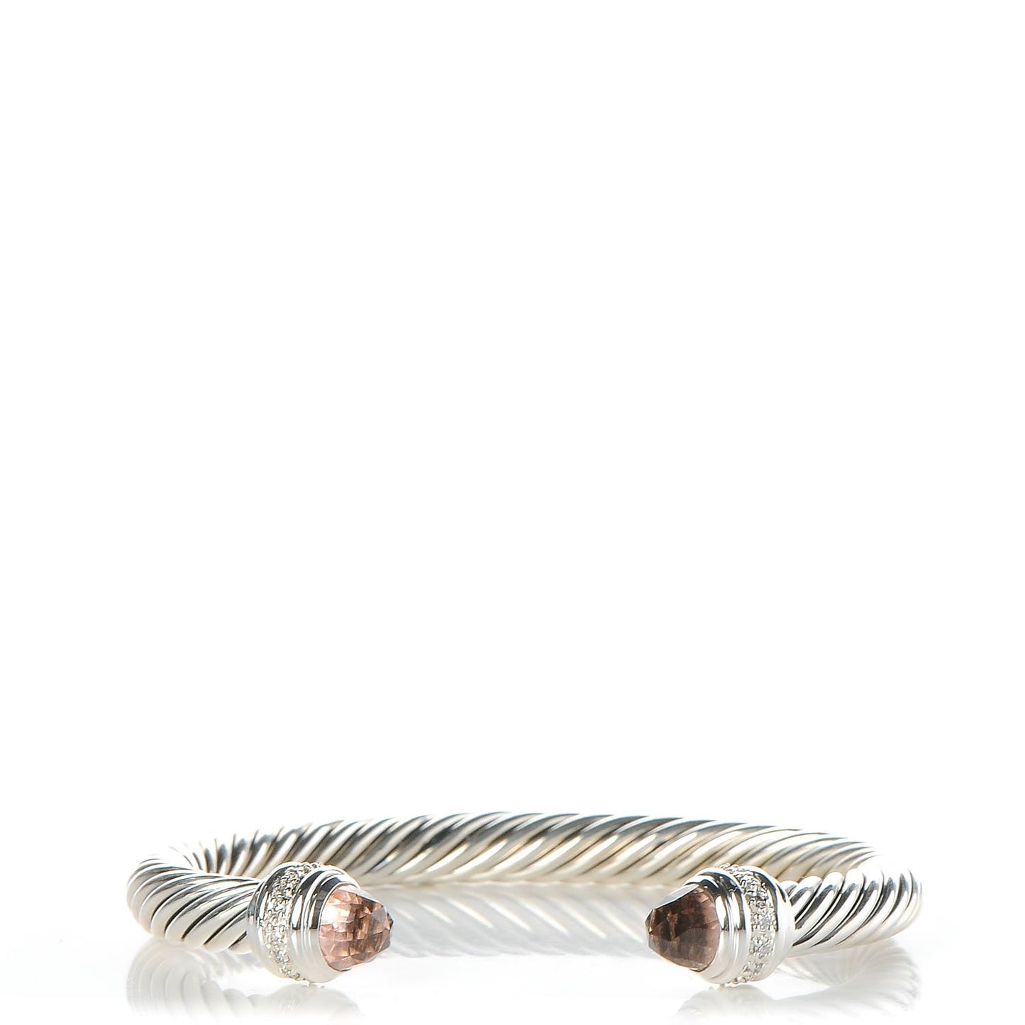 Sterling Silver Diamond Morganite 7mm Cable Classics Bracelet