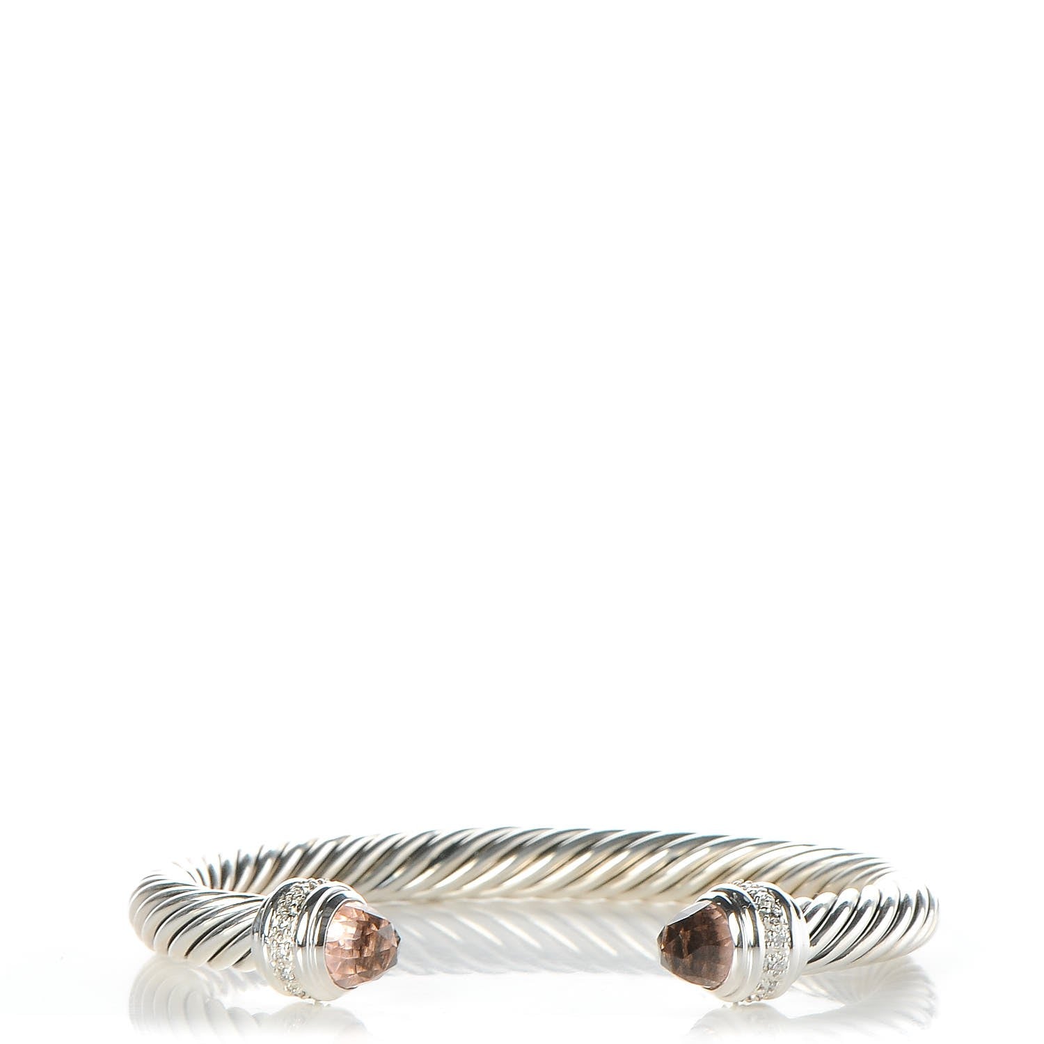 David Yurman Sterling Silver Diamond Morganite 7mm Cable Classics Bracelet 1 of 5