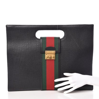 Gucci Calfskin Web Padlock Tote Black 3 of 8