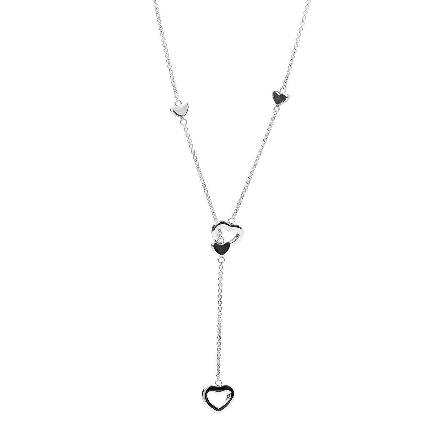 Sterling Silver Heart Lariat Necklace