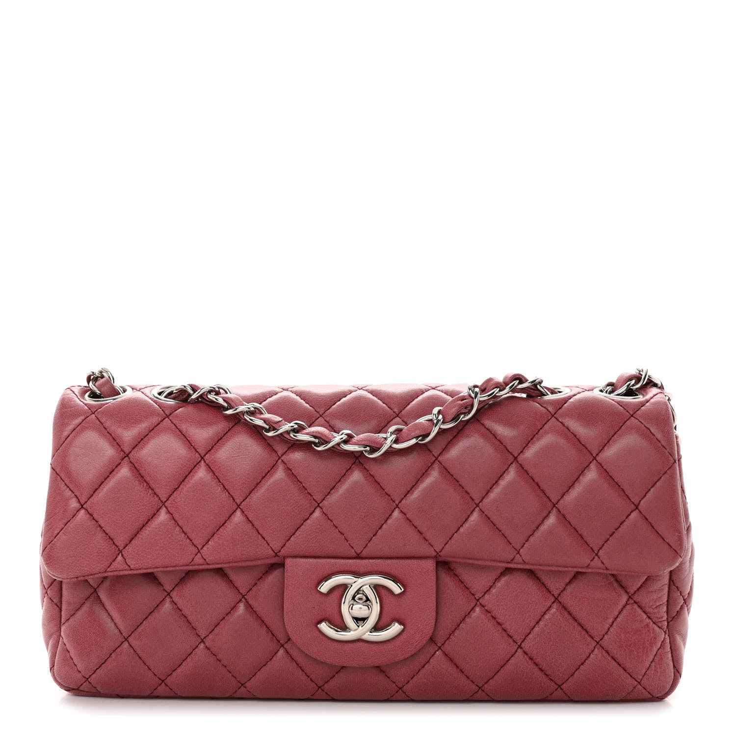 Chanel Lambskin Quilted East West Flap Dark Red 1 of 9