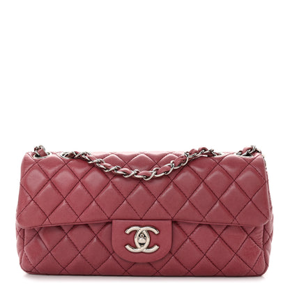Chanel Lambskin Quilted East West Flap Dark Red 1 of 9