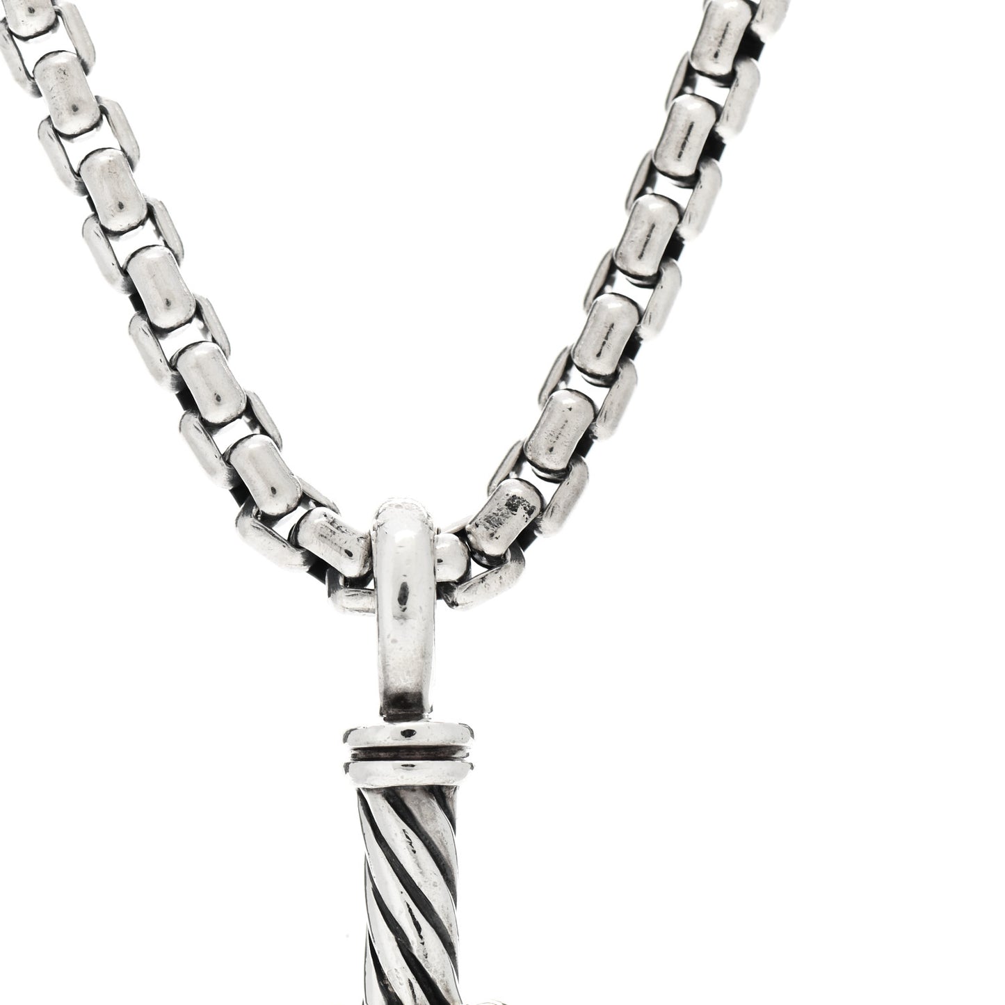 Sterling Silver 18K Yellow Gold 35mm Cable Cross Pendant Necklace