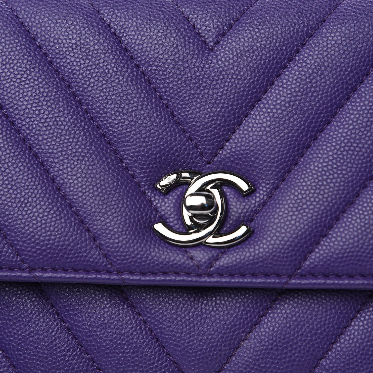 Chanel Caviar Chevron Quilted Mini Coco Handle Flap Purple 7 of 11