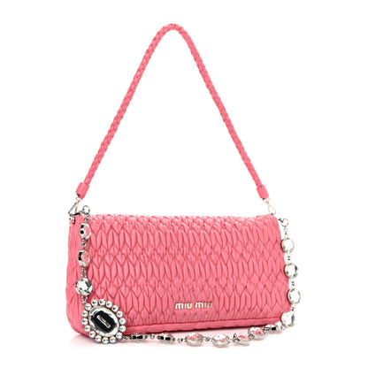 Miu Miu Nappa Matelasse Crystal Flap Clutch Geranio 3 of 10