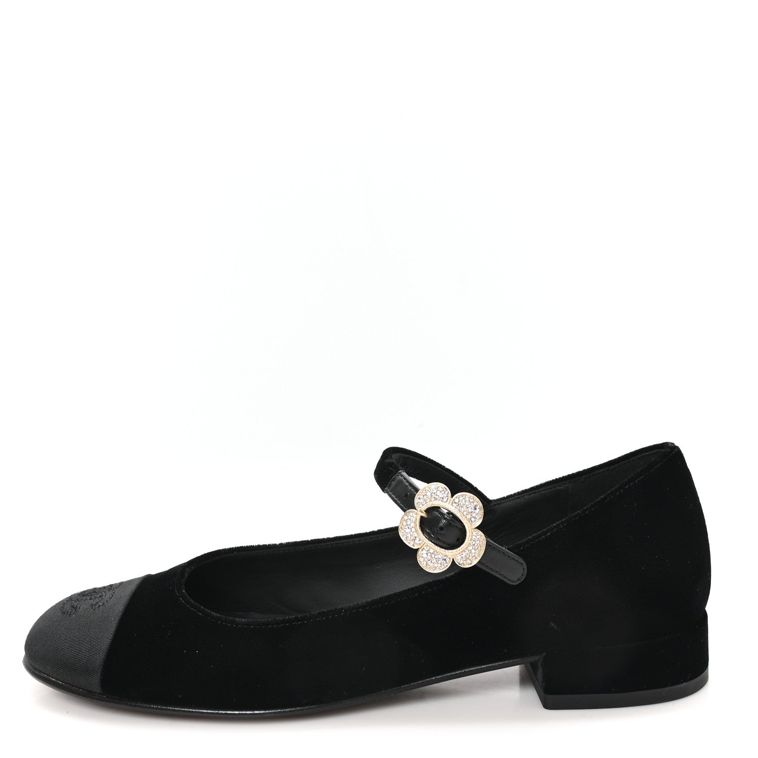Chanel Velvet Grosgrain Mary Jane Flats 37 Black 1 of 10