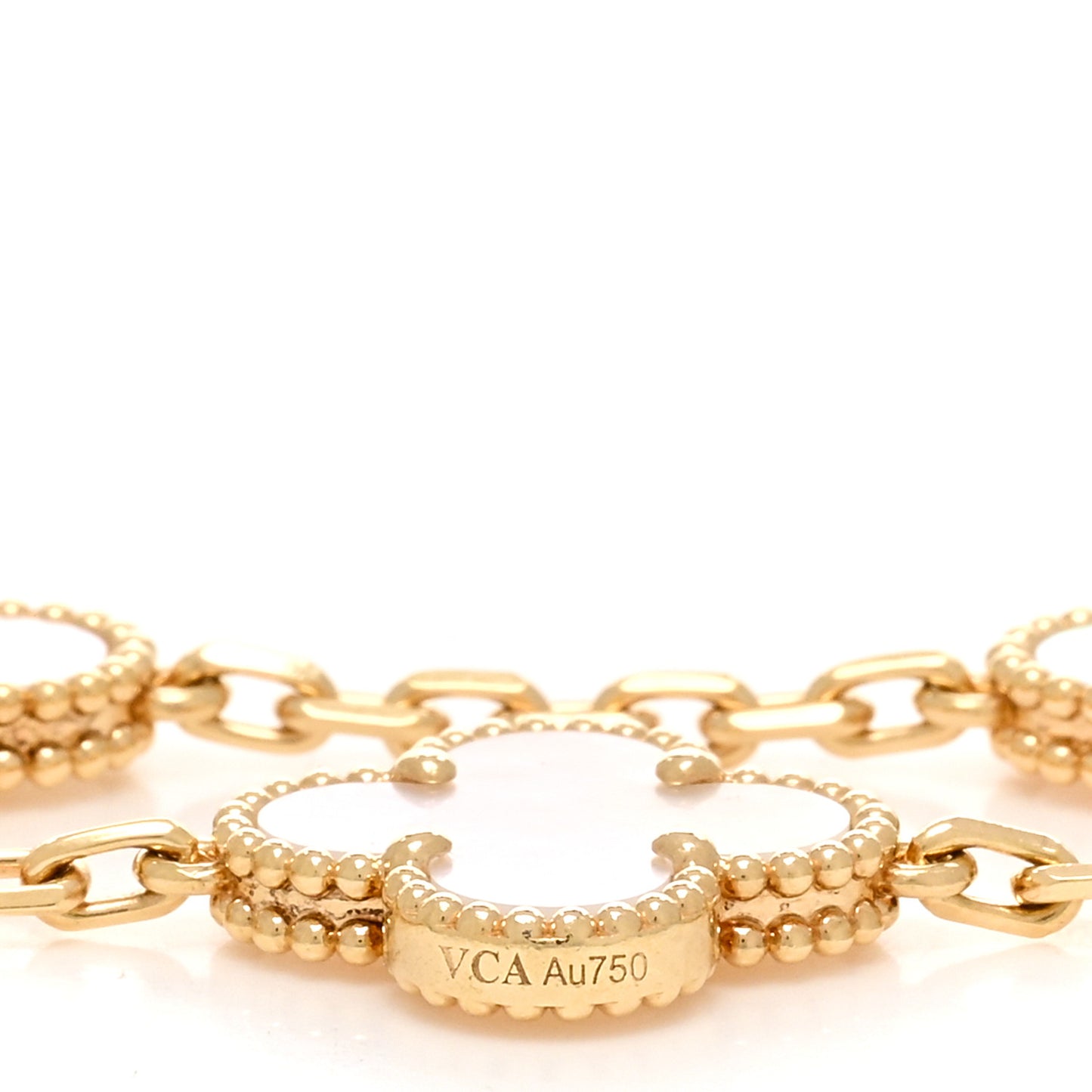 18K Yellow Gold Mother of Pearl 5 Motifs Vintage Alhambra Bracelet