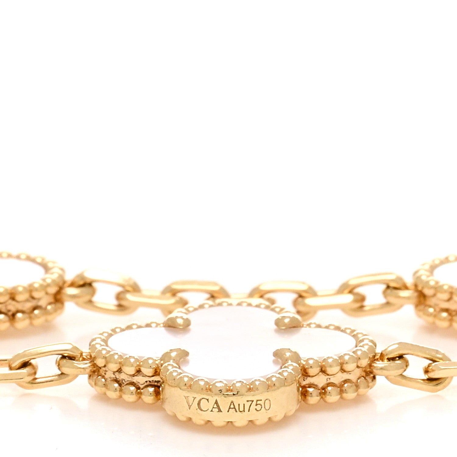 Van Cleef & Arpels 18K Yellow Gold Mother of Pearl 5 Motifs Vintage Alhambra Bracelet 3 of 5
