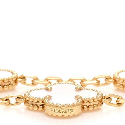 Van Cleef & Arpels 18K Yellow Gold Mother of Pearl 5 Motifs Vintage Alhambra Bracelet 3 of 5