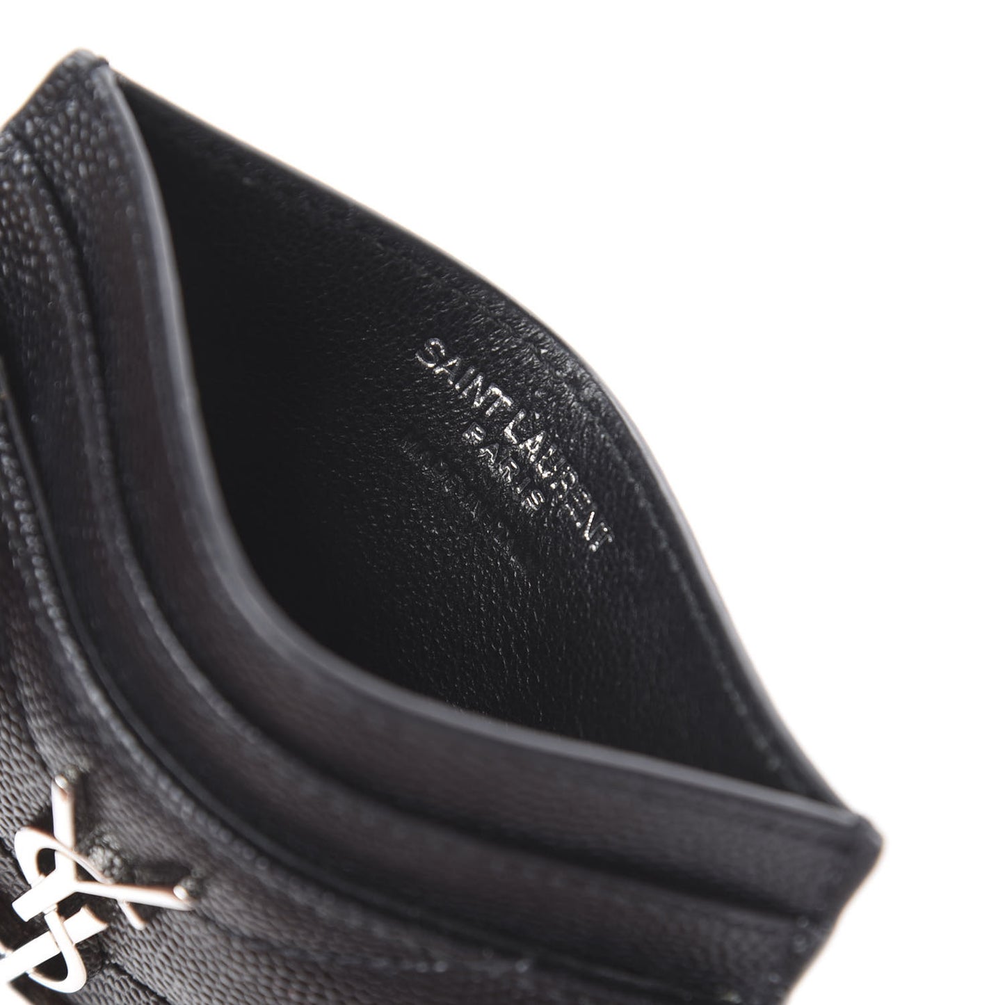 Grain De Poudre Matelasse Chevron Monogram Credit Card Case Black