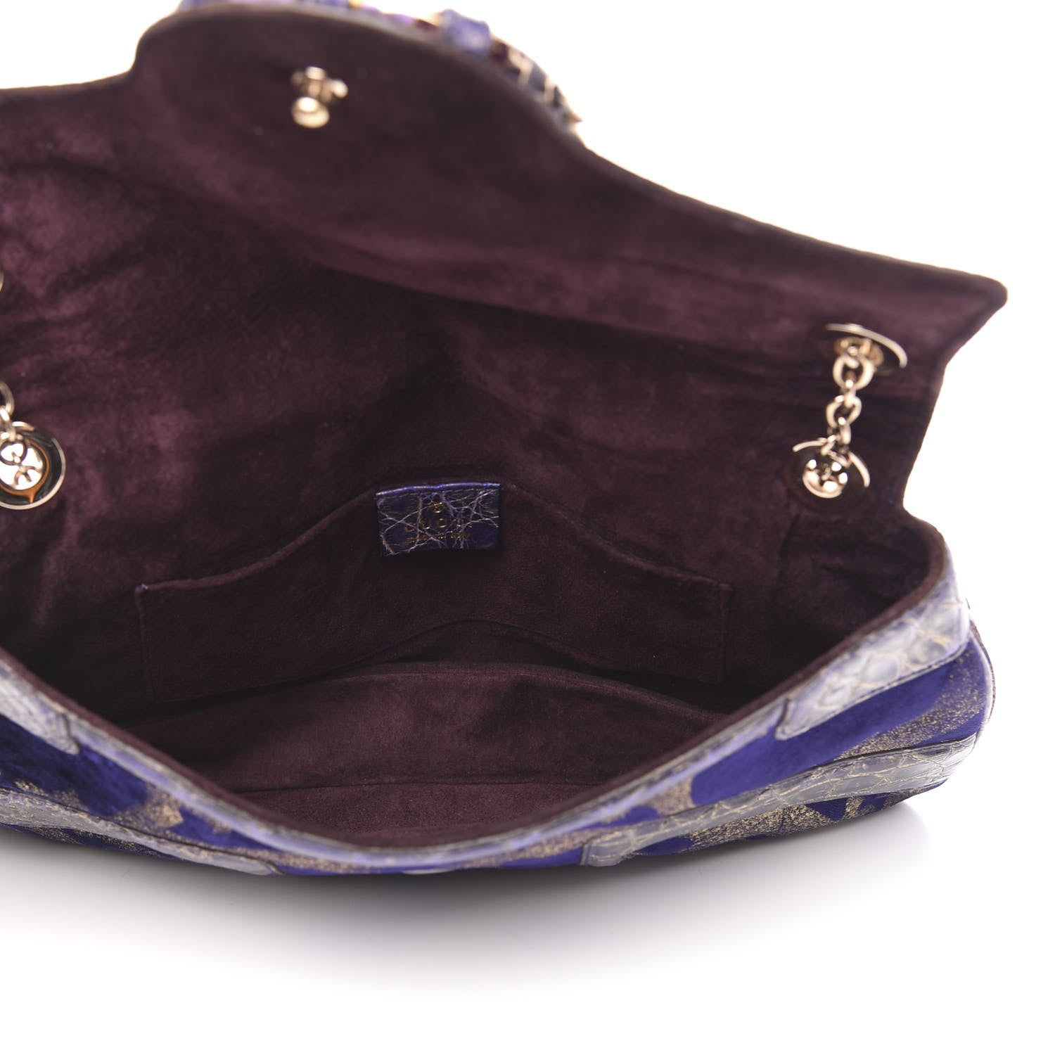 Gucci Velvet Alligator Tom Ford Jeweled Dragon Shoulder Bag Purple Gold 5 of 11