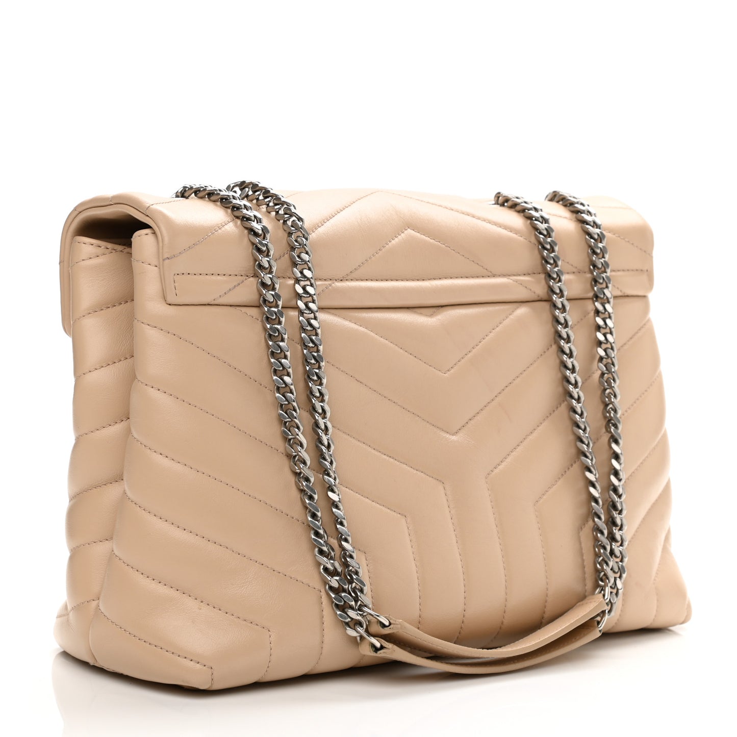 Calfskin Y Quilted Monogram Medium Loulou Chain Satchel Dark Beige