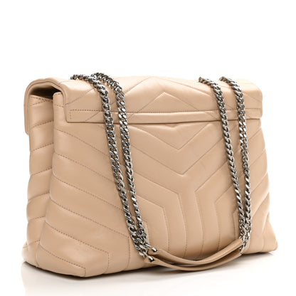 Saint Laurent Calfskin Y Quilted Monogram Medium Loulou Chain Satchel Dark Beige 3 of 12