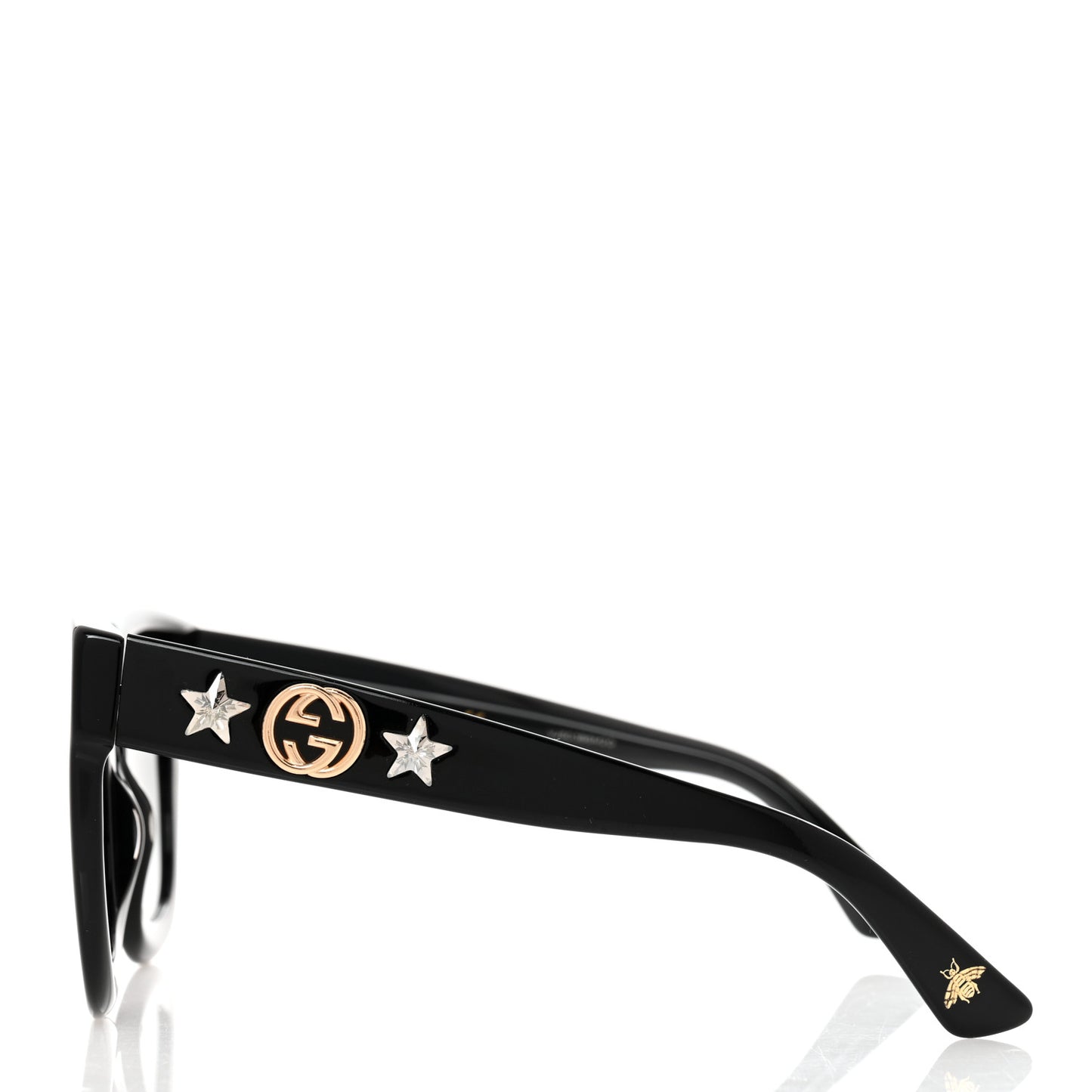 Acetate Crystal Star Round Frame Sunglasses GG0208S Black