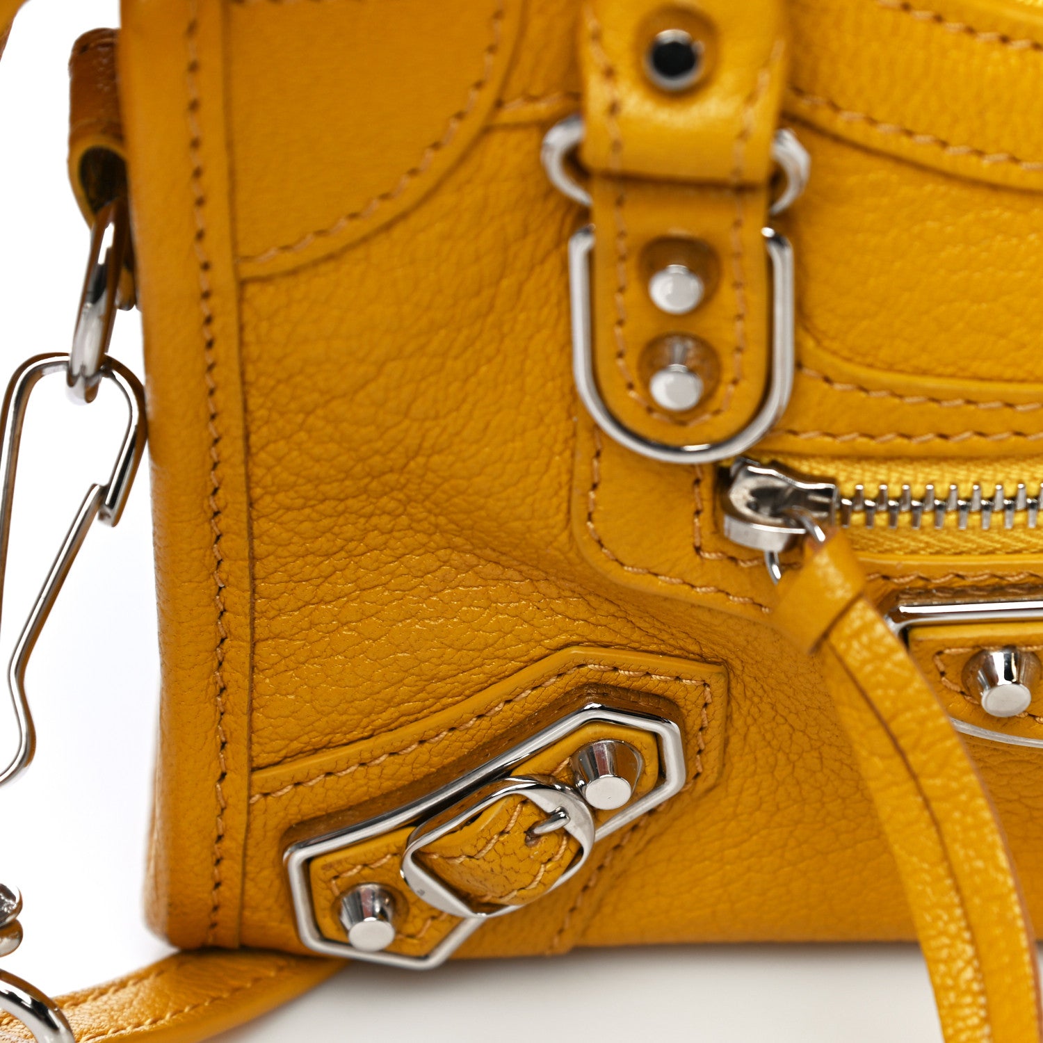Balenciaga Chevre Silver Metallic Edge Hardware Nano City Jaune Epi 10 of 20