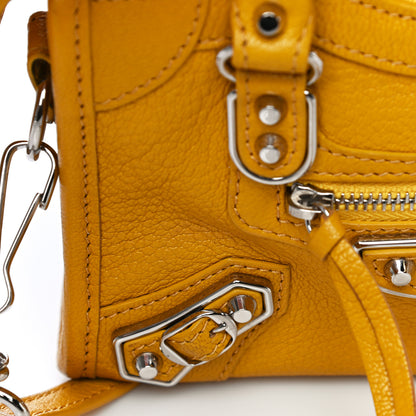 Balenciaga Chevre Silver Metallic Edge Hardware Nano City Jaune Epi 10 of 20