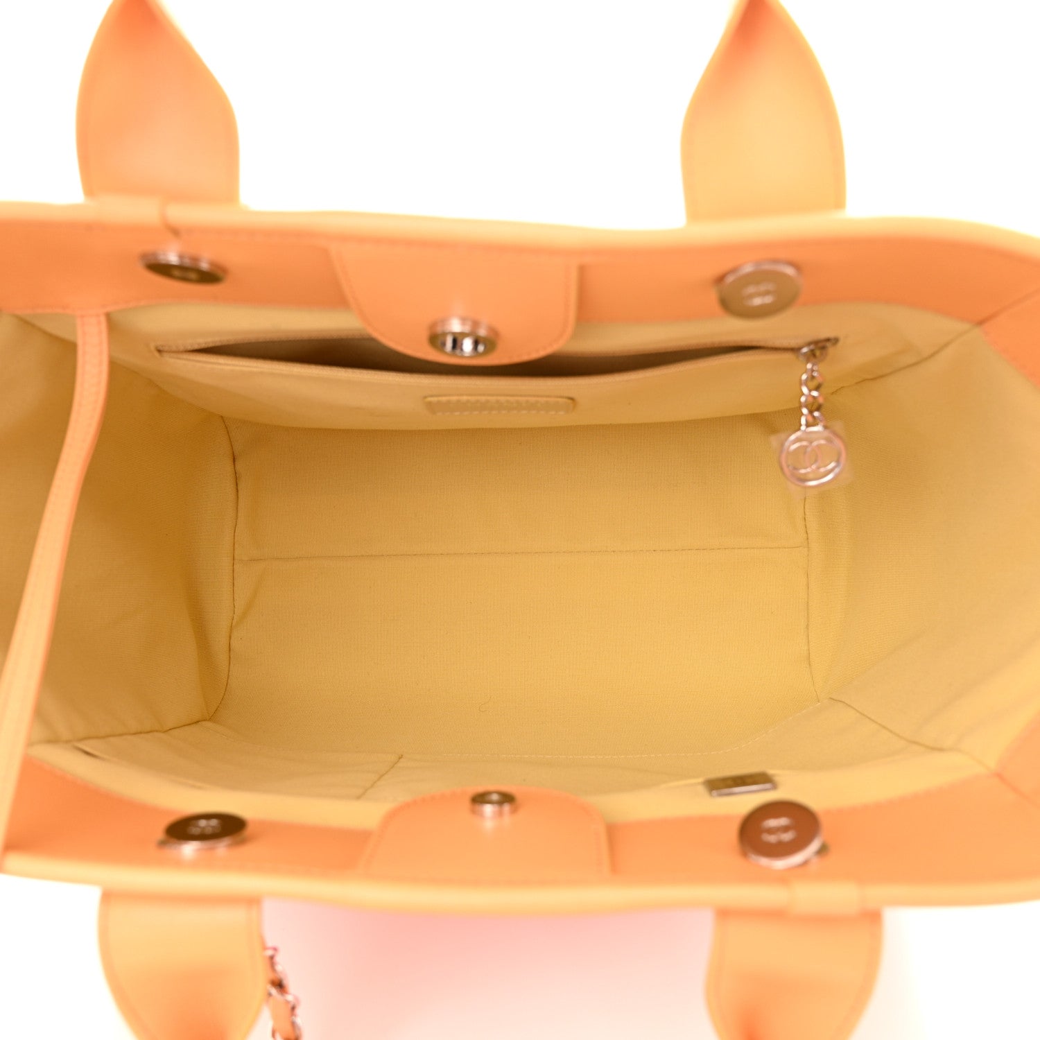 Chanel Shaded Calfskin Small Deauville Tote Orange Coral Pink 6 of 12