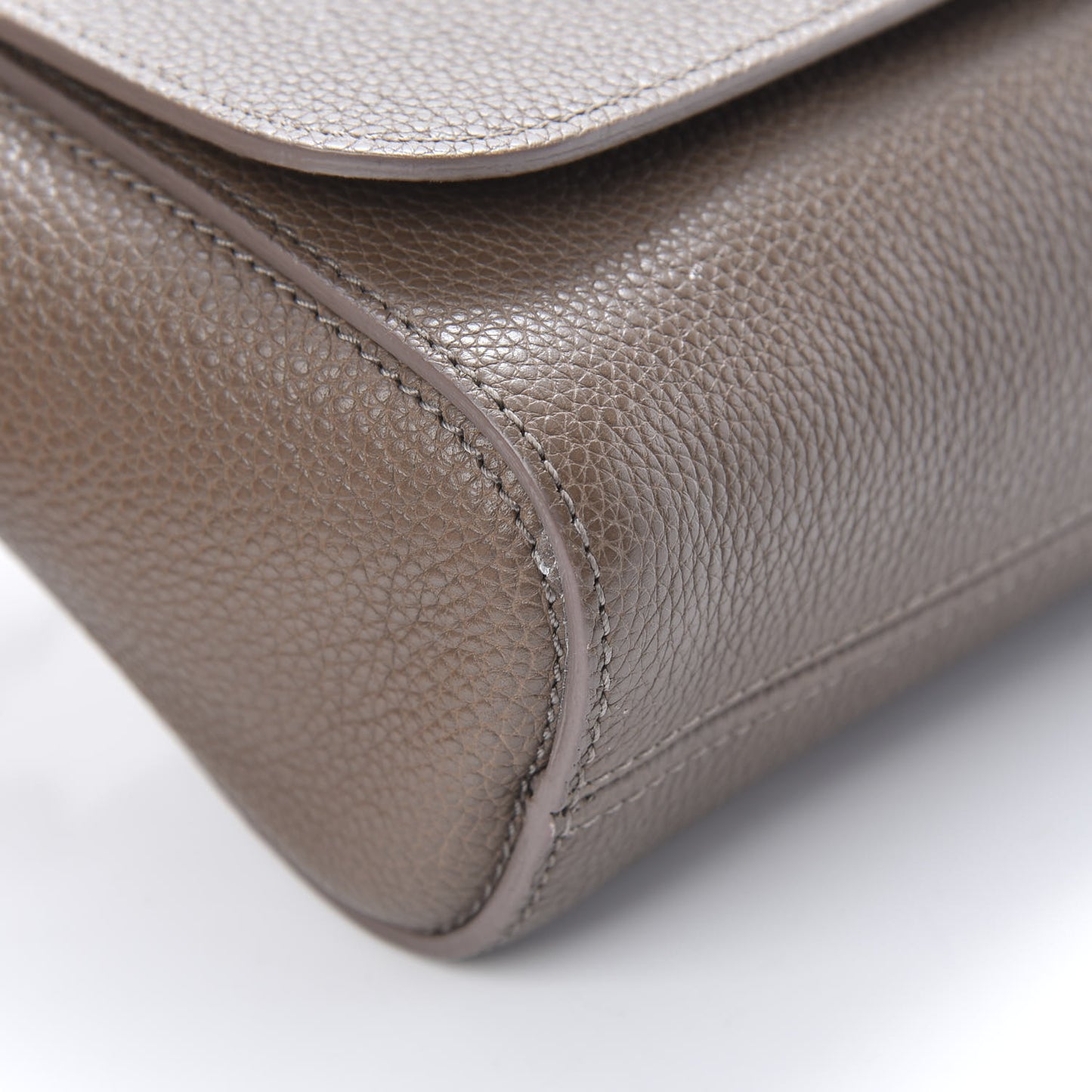 Glossy Goatskin Small Lily Flap Taupe