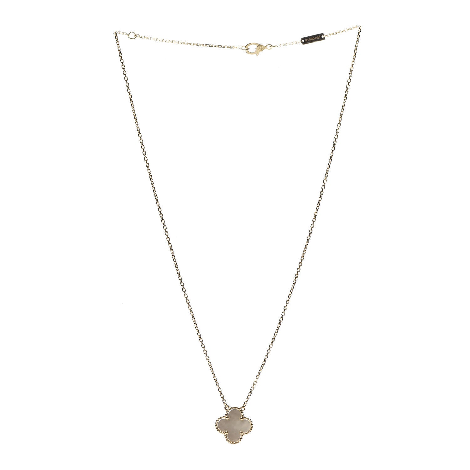 Van Cleef & Arpels 18K Yellow Gold Mother of Pearl Vintage Alhambra Pendant Necklace 3 of 8