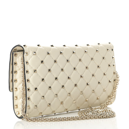Valentino Garavani Nappa Rockstud Spike Wallet on Chain Light Ivory 3 of 10
