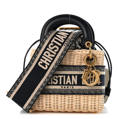 Christian Dior Wicker Oblique Mini Lady Dior Bag Blue 1 of 10