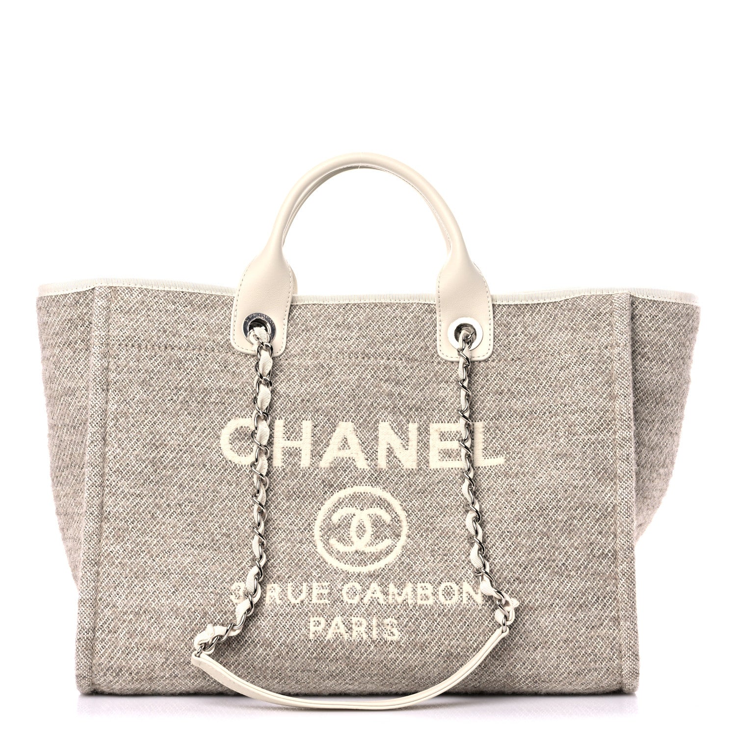 Chanel Mixed Fibers Calfskin Medium Deauville Tote Beige 1 of 12