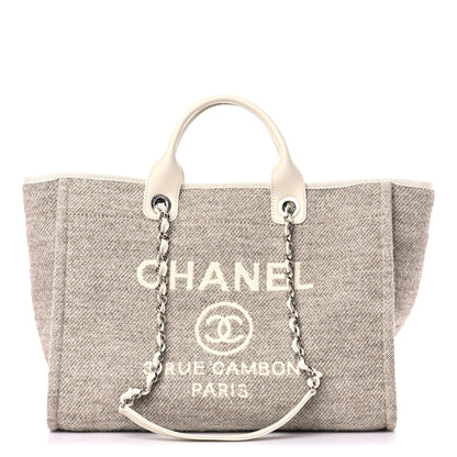 Chanel Mixed Fibers Calfskin Medium Deauville Tote Beige 1 of 12