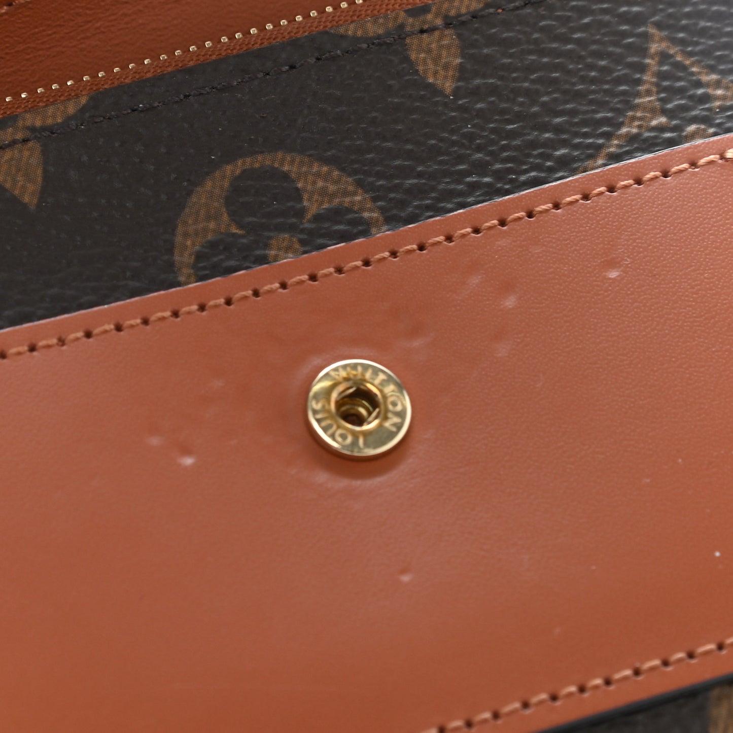 Monogram Flower Lock Compact Wallet Caramel