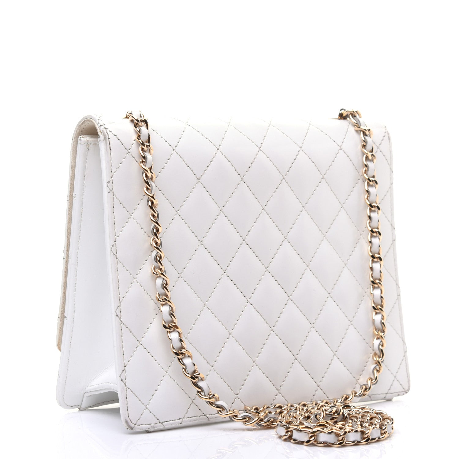 Chanel Glazed Calfskin Stitched Mini Square Flap White 3 of 19