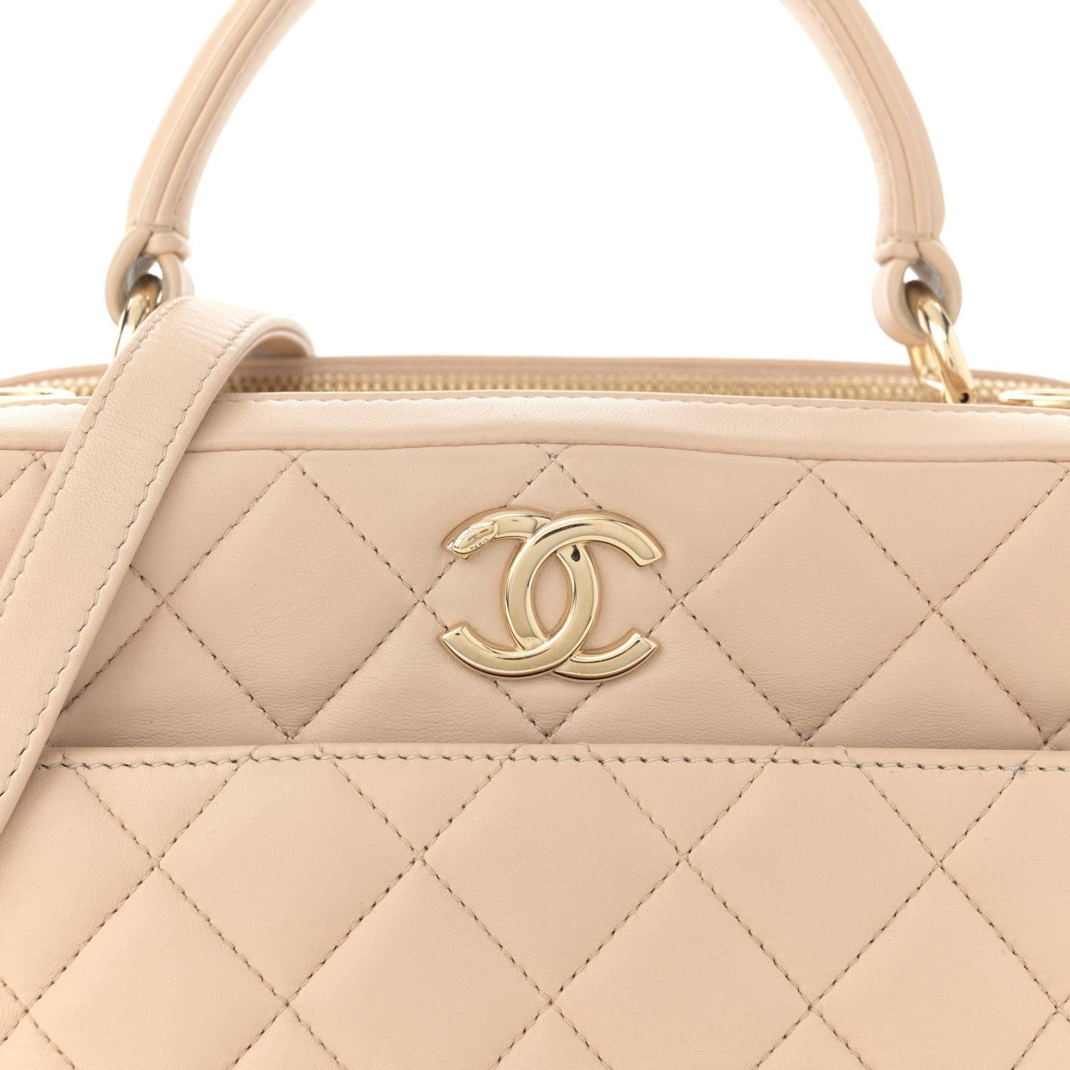 Chanel Lambskin Quilted Medium Trendy CC Bowling Bag Beige 8 of 13