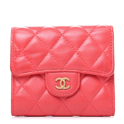 Chanel Lambskin Quilted Compact Flap Wallet Coral 1 of 7