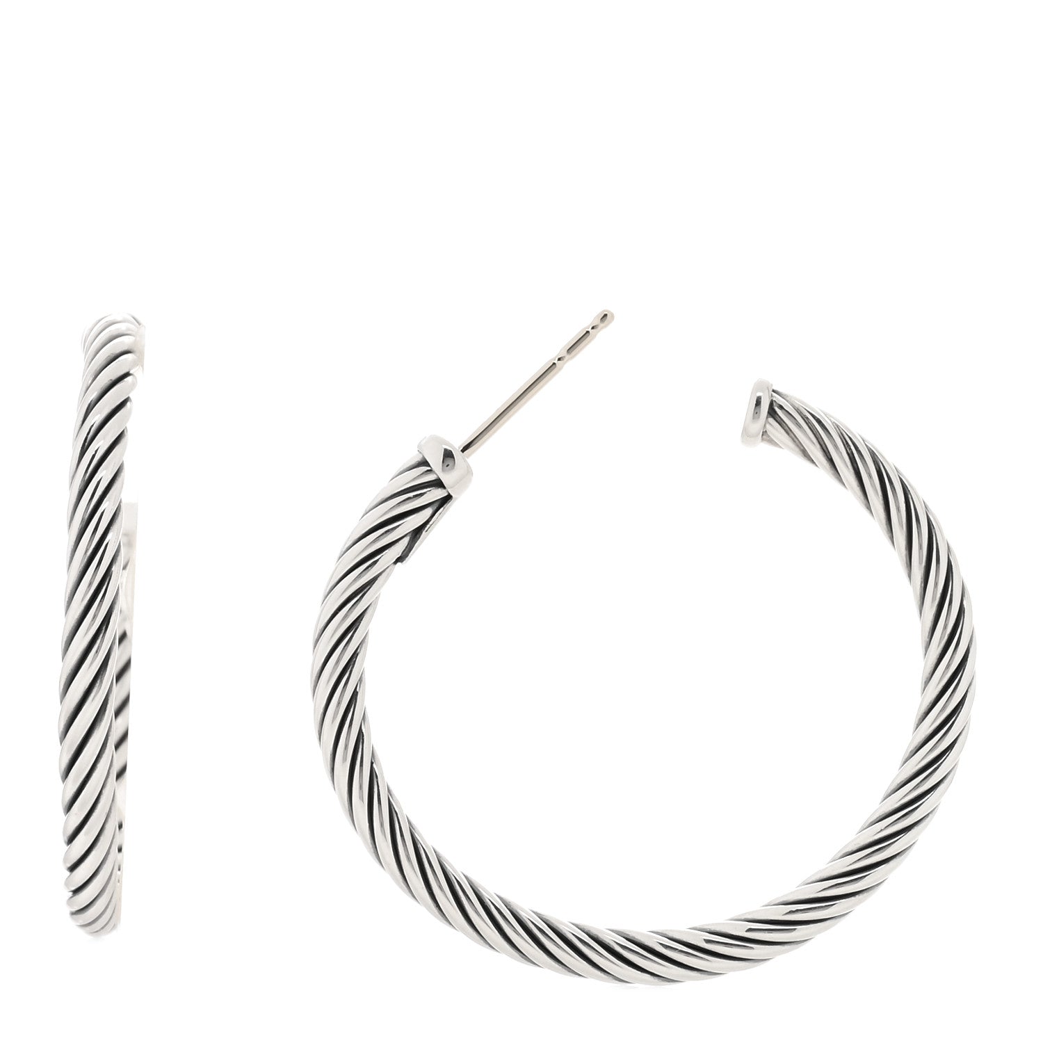 David Yurman Sterling Silver 32mm Cable Classics Hoop Earrings 1 of 4
