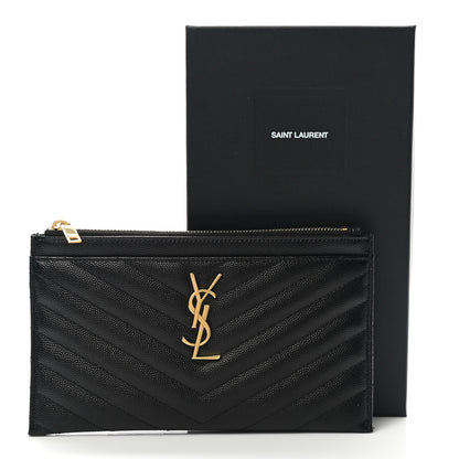 Saint Laurent Grain De Poudre Chevron Monogram Bill Pouch Black 8 of 8