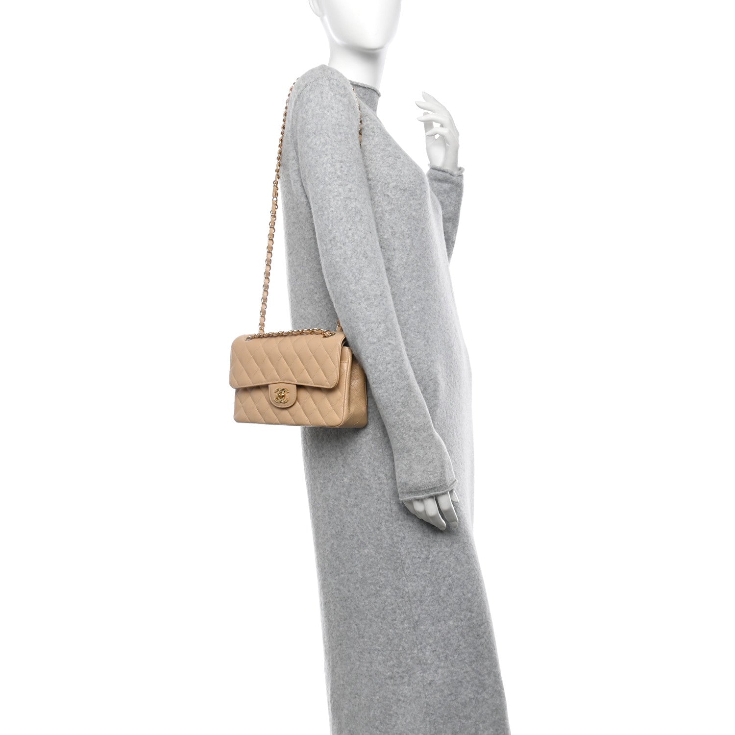 Chanel Caviar Quilted Small Double Flap Beige 2 of 13