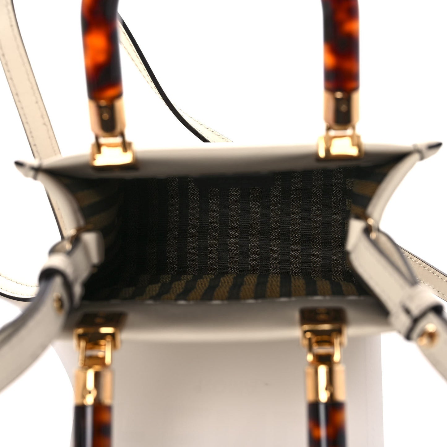 Vitello King Plexiglass Logo Embossed Mini Fendi Sunshine Shopper Tote White Ice