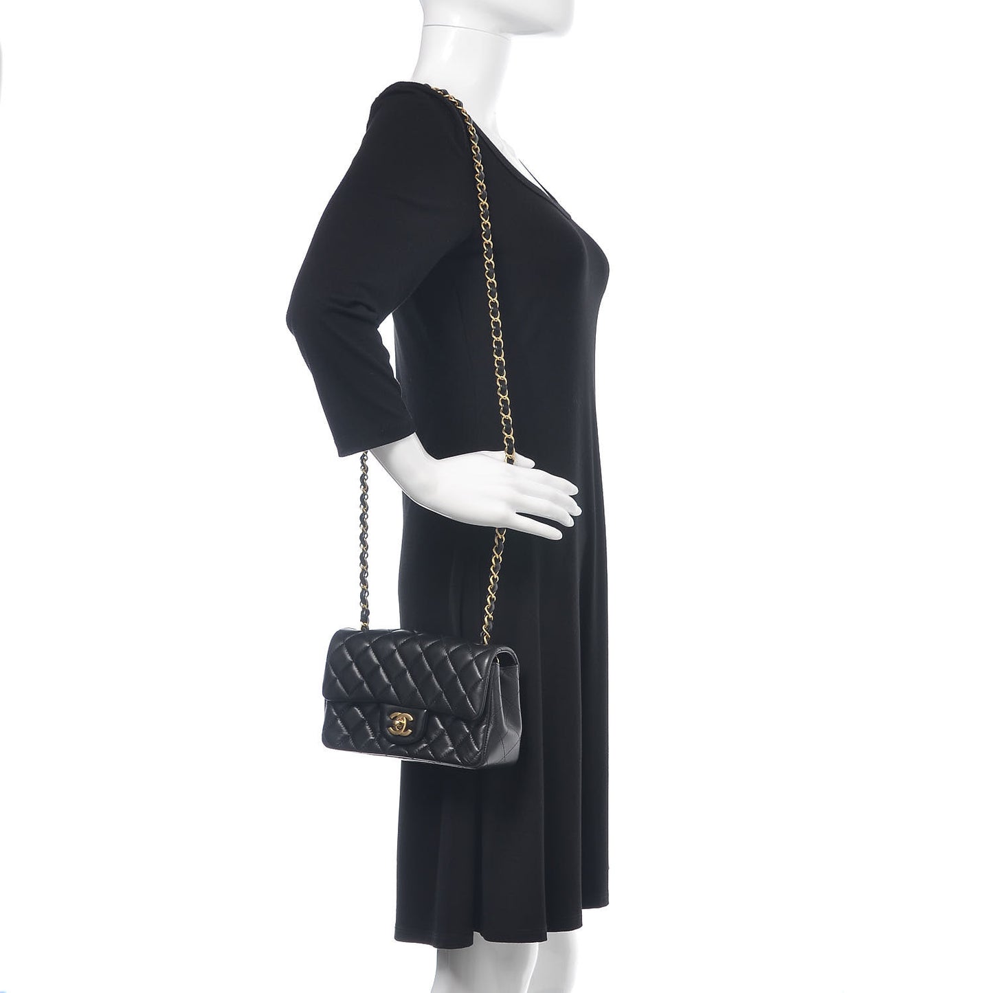 Lambskin Quilted Mini Rectangular Flap Black